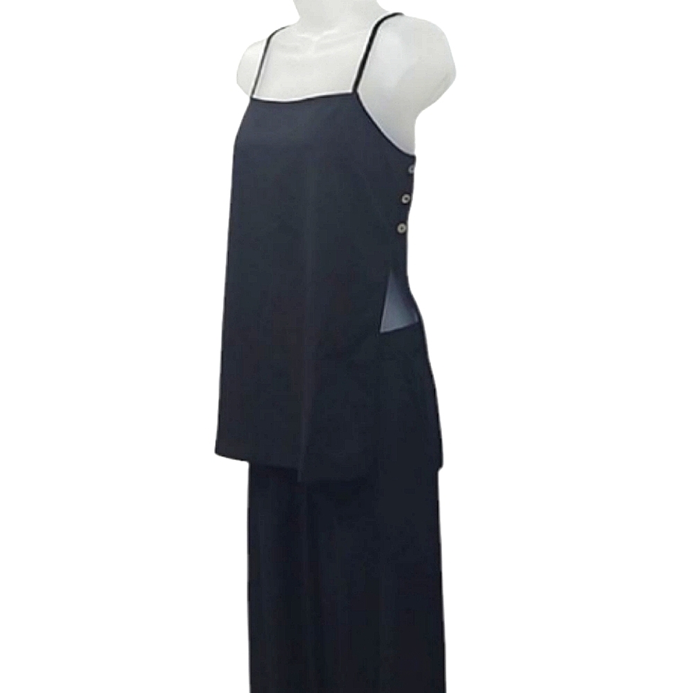 RUBZOOF Two Piece Set Open Side Slit Top Crop High Waist Wide Leg Pants Suit